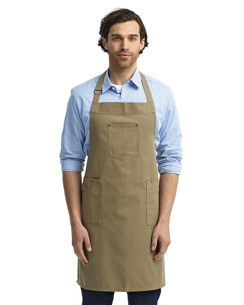 Artisan Collection by Reprime Cotton Chino Bib Apron with Pocket - Artisan Collection by Reprime RP132 Artisan Collection by Reprime