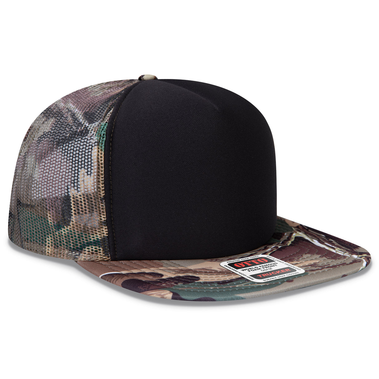 OTTO CAPĀ® OTTO SNAP 5 Panel High Crown Mesh Back Trucker Snapback Hat OTTO 132-1037