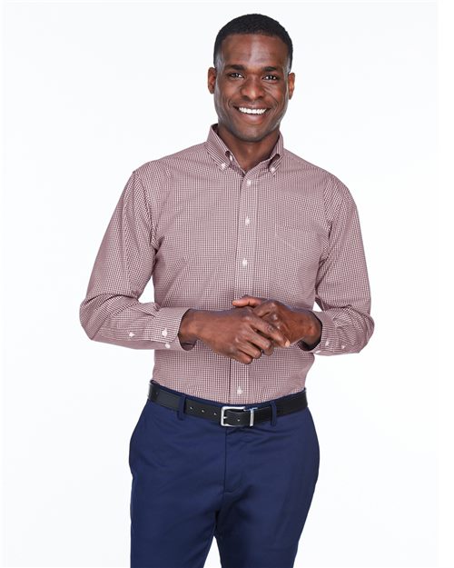 Joe's USA Men's Crown Collection® Gingham Check Woven Dress Shirt