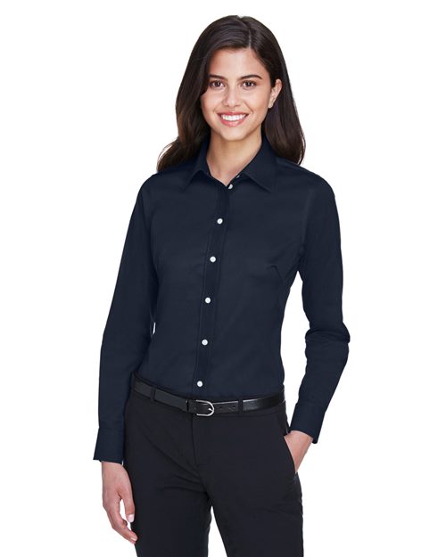 Joe's USA Women's Crown Collection® Solid Stretch Twill Woven Dress Shirt