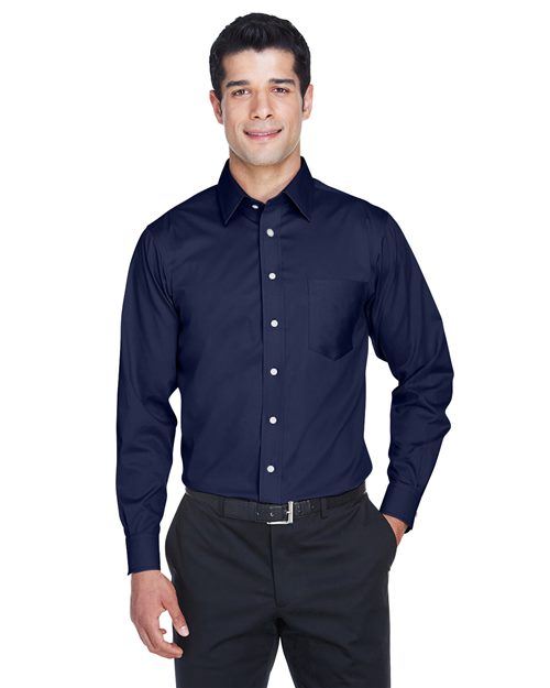 Joe's USA Men's Tall Crown Collection® Solid Stretch Twill Woven Dress Shirt