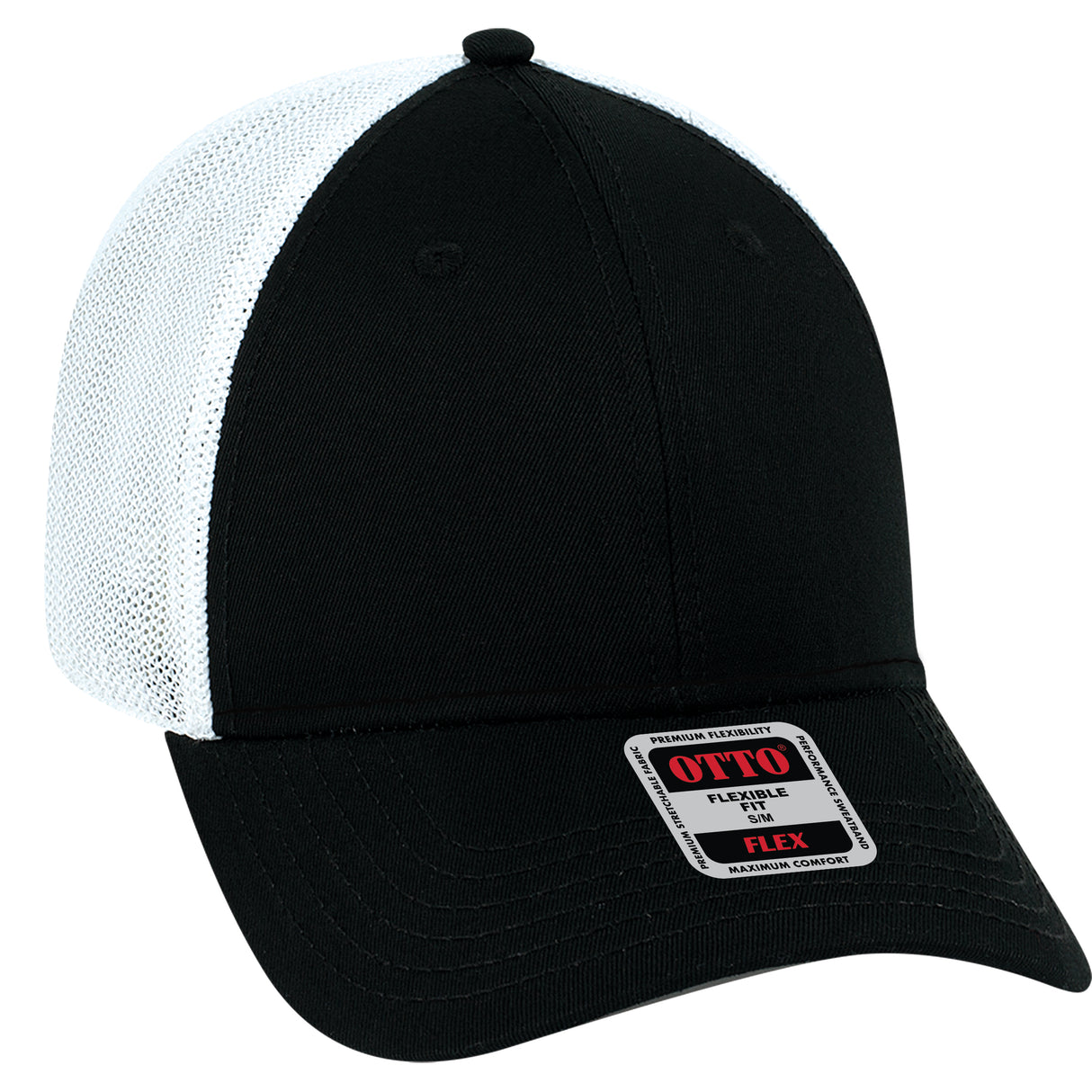 OTTO CAP® OTTO FLEX® Fitted 6 Panel Low Profile Mesh Back Trucker Hat OTTO 135-1230