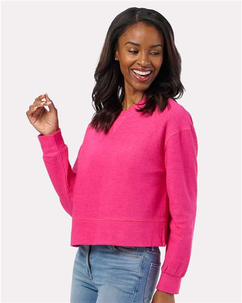 Boxercraft Women's Ribbed Knit Cropped Boxy Crew - Boxercraft BW5102