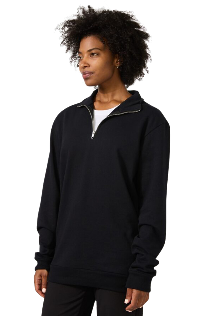 Royal Apparel 13558 Unisex Fleece Quarter Zip - Black