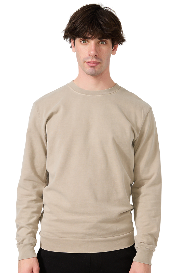 Royal Apparel 13559PD Unisex Vintage Pigment Dyed Fleece Crew Sweatshirt - Khaki