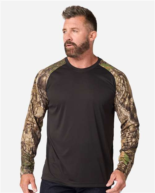 RealTree RT3104 Unisex Realtree® Performance Colorblocked Long Sleeve T-Shirt Wholesale