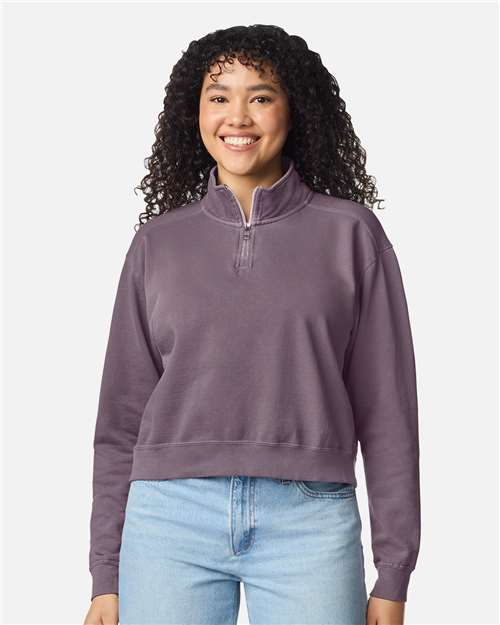 Comfort Colors 1580L Women's Garment-Dyed Mid-Length Quarter-Zip Sweatshirt