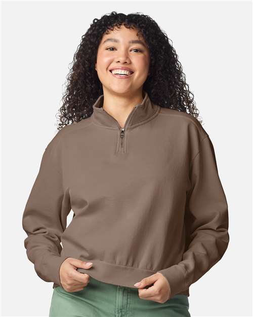 Comfort Colors 1580L Women's Garment-Dyed Mid-Length Quarter-Zip Sweatshirt