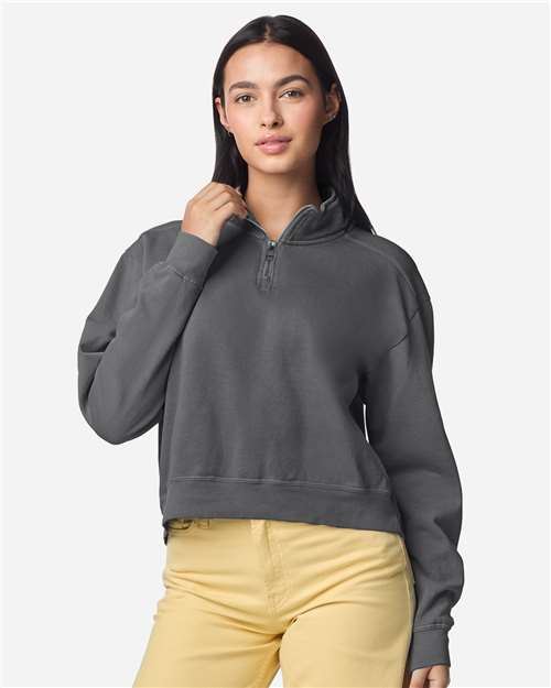 Comfort Colors 1580L Women's Garment-Dyed Mid-Length Quarter-Zip Sweatshirt