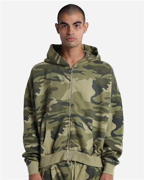 Shaka Wear Unisex Garment-Dyed Cropped Full-Zip Hooded Sweatshirt - Shaka Wear SHGCZ