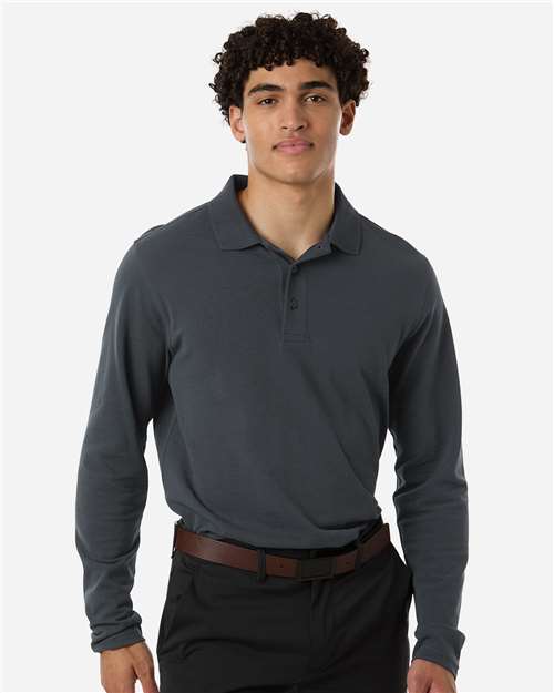 Harriton Men's Valiant Cotton Snag Protect Long-Sleeve Polo - Harriton M205L