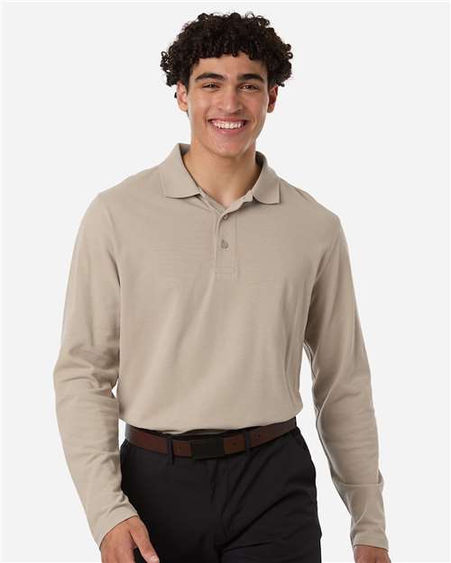 Harriton Men's Valiant Cotton Snag Protect Long-Sleeve Polo - Harriton M205L