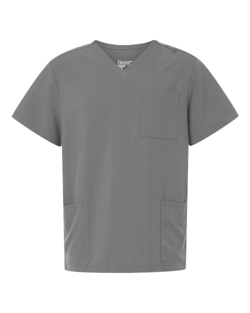Hanes HMB002 Men's V-Neck 3-Pocket Scrub Top