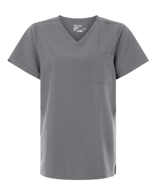 Hanes HSB000 Women's V-Neck 1-Pocket Scrub Top