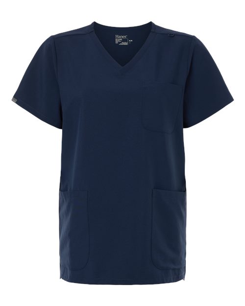 Hanes HSB002 Women's V-Neck 3-Pocket Scrub Top