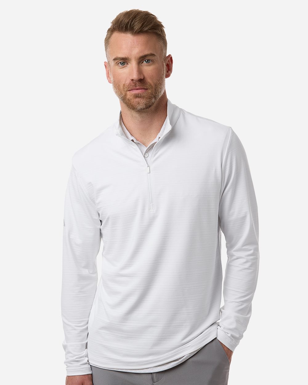 Adidas Men's Textured Stripe Quarter-Zip Pullover - Adidas A708