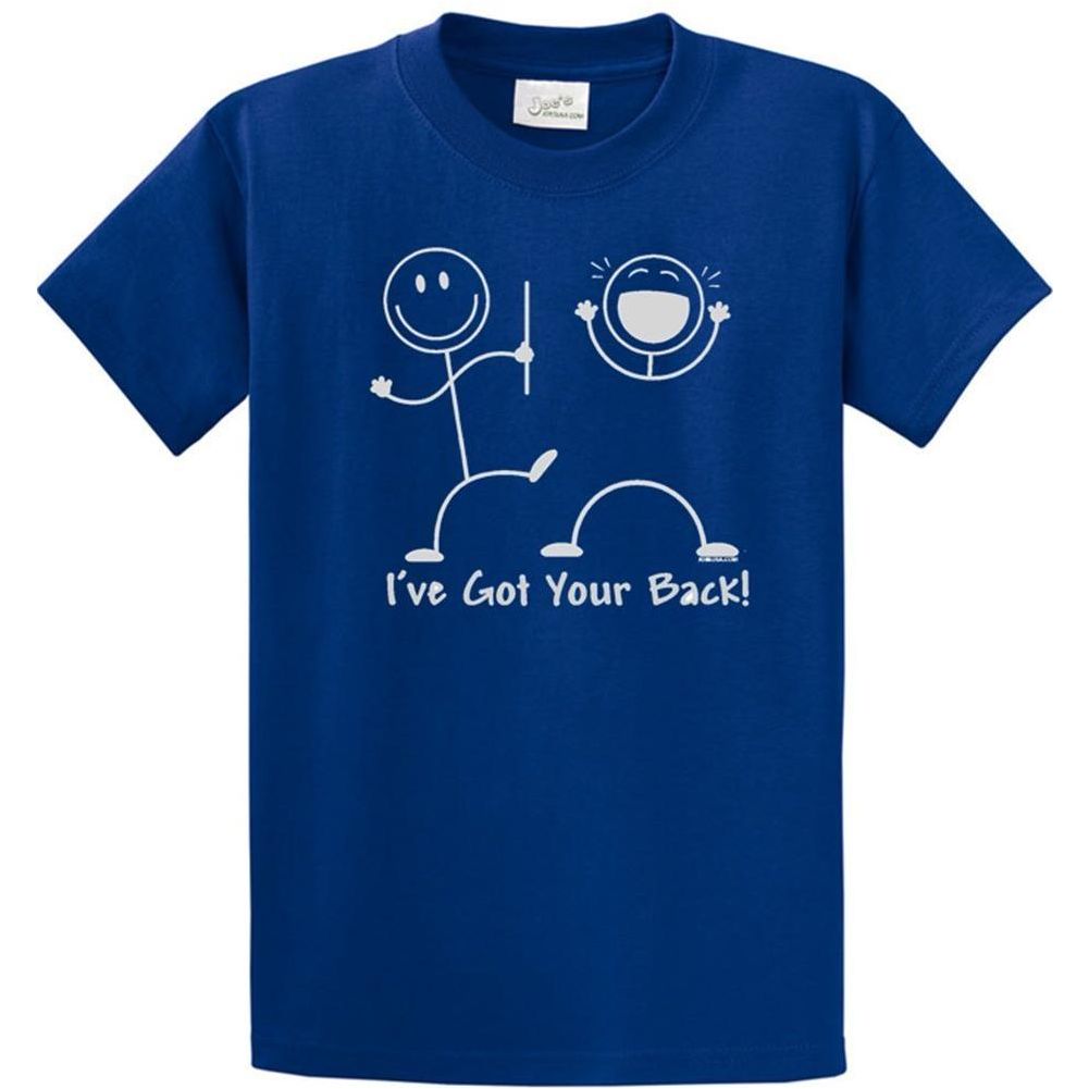 Funny T-Shirt Stick Figures I Got Your Back - Regular, Big and Tall Joe's USA Royal 2XL
