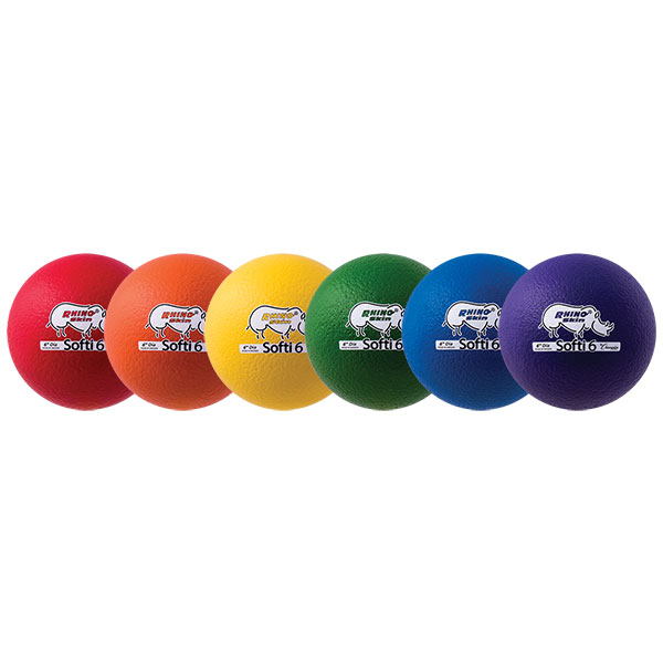 6" RHINO SKIN, LOW BOUNCE, SOFTI FOAM BALL SET OF 6 COLORS