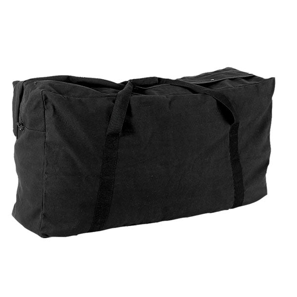 ZIPPERED CANVAS DUFFEL BAG, BLACK 42"L X 13"W X 16"H