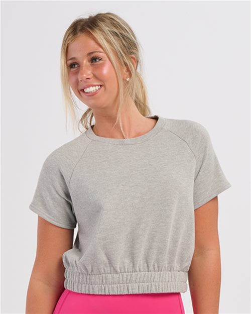 Boxercraft Women's French Terry Short Sleeve Cropped Crewneck Sweatshirt - Boxercraft BW2103