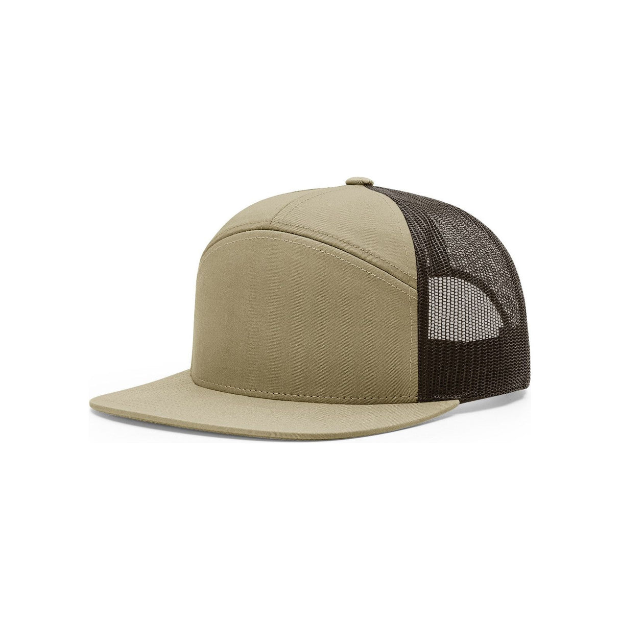 Richardson Seven-Panel Trucker Cap - Richardson 168 Caps Richardson Pale Khaki/Brown Adjustable