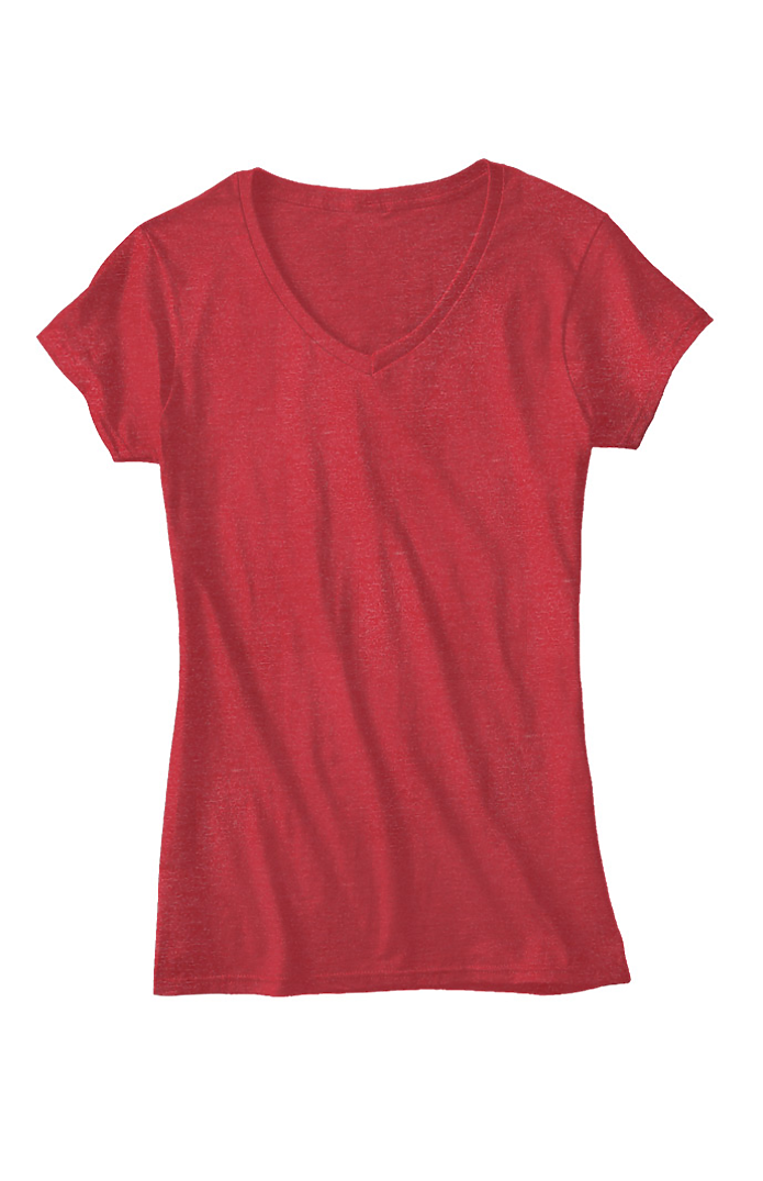 Royal Apparel 17030W Women's 50/50 Blend V-Neck - Heather Cardinal
