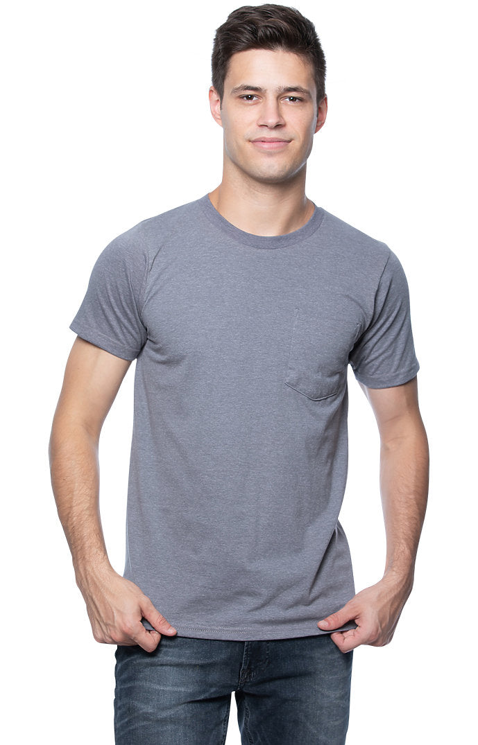 Royal Apparel 17057 Unisex 50/50 Blend Pocket Tee - Heather Charcoal
