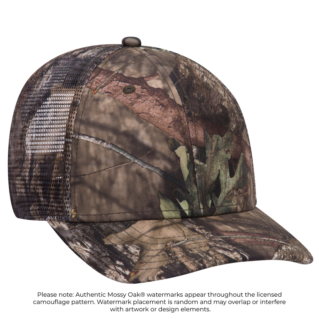 OTTO CAP® Mossy Oak Camouflage Superior Polyester Twill 6 Panel Low Profile Mesh Back Trucker Hat OTTO 171-1292