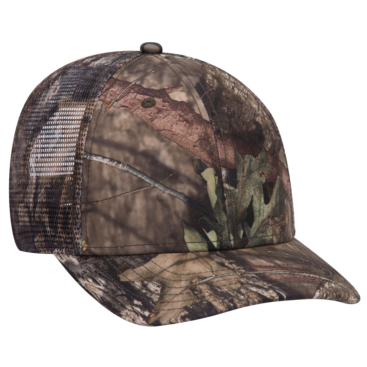 OTTO CAP® Mossy Oak Camouflage Superior Polyester Twill 6 Panel Low Profile Mesh Back Trucker Hat OTTO 171-1292