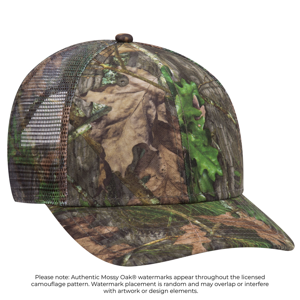 OTTO CAP® Mossy Oak Camouflage Superior Polyester Twill 6 Panel Low Profile Mesh Back Trucker Hat OTTO 171-1292