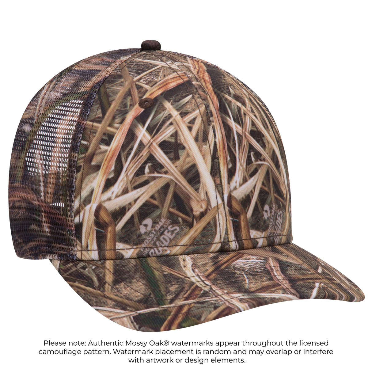 OTTO CAP® Mossy Oak Camouflage Superior Polyester Twill 6 Panel Low Profile Mesh Back Trucker Hat OTTO 171-1292