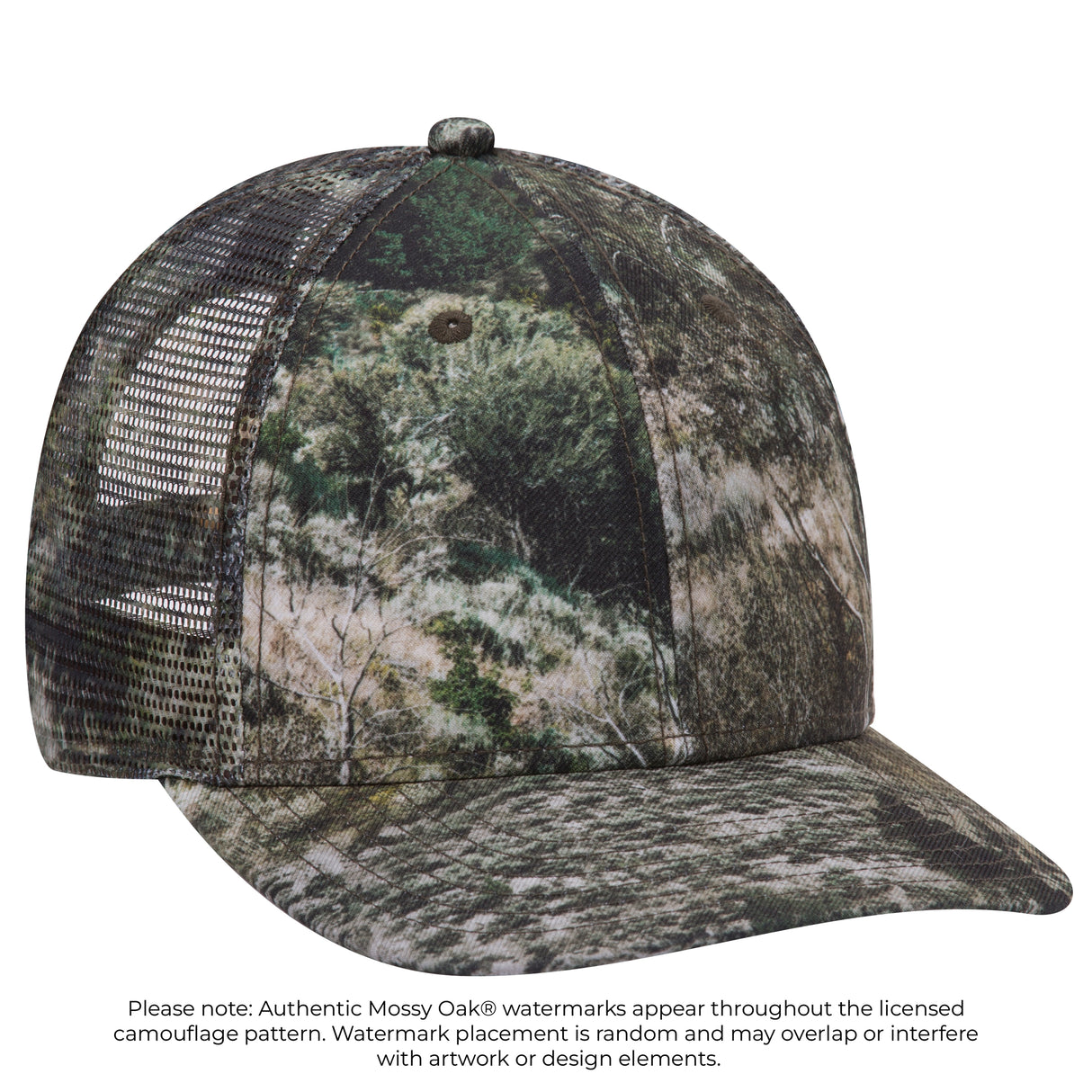 OTTO CAP® Mossy Oak Camouflage Superior Polyester Twill 6 Panel Low Profile Mesh Back Trucker Hat OTTO 171-1292