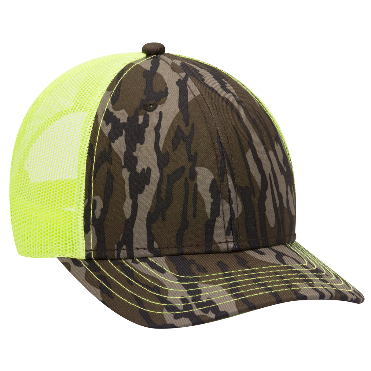 OTTO CAP® Mossy Oak Camouflage 6 Panel Low Profile Mesh Back Trucker Hat OTTO 171-1293
