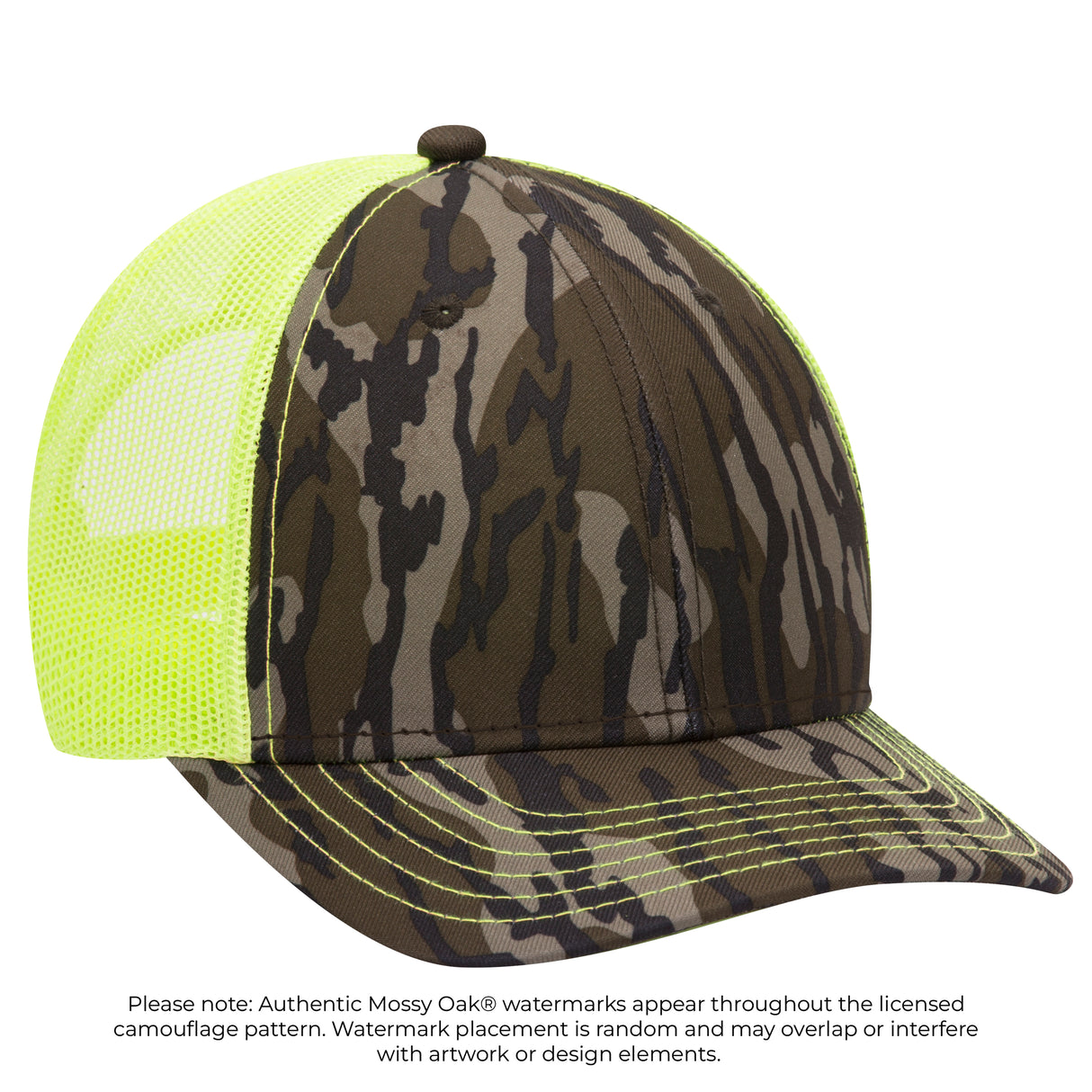 OTTO CAP® Mossy Oak Camouflage 6 Panel Low Profile Mesh Back Trucker Hat OTTO 171-1293