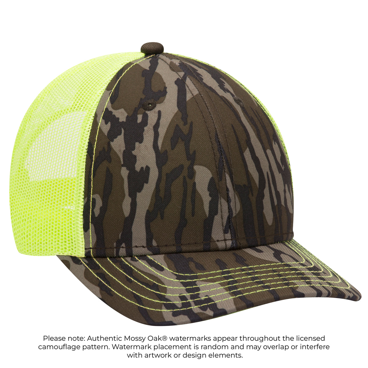 OTTO CAP® Mossy Oak Camouflage 6 Panel Low Profile Mesh Back Trucker Hat OTTO 171-1293