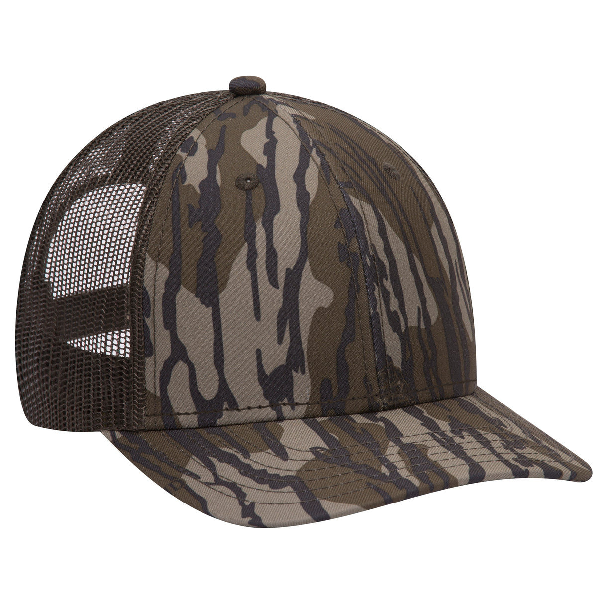 OTTO CAP® Mossy Oak Camouflage 6 Panel Low Profile Mesh Back Trucker Hat OTTO 171-1293