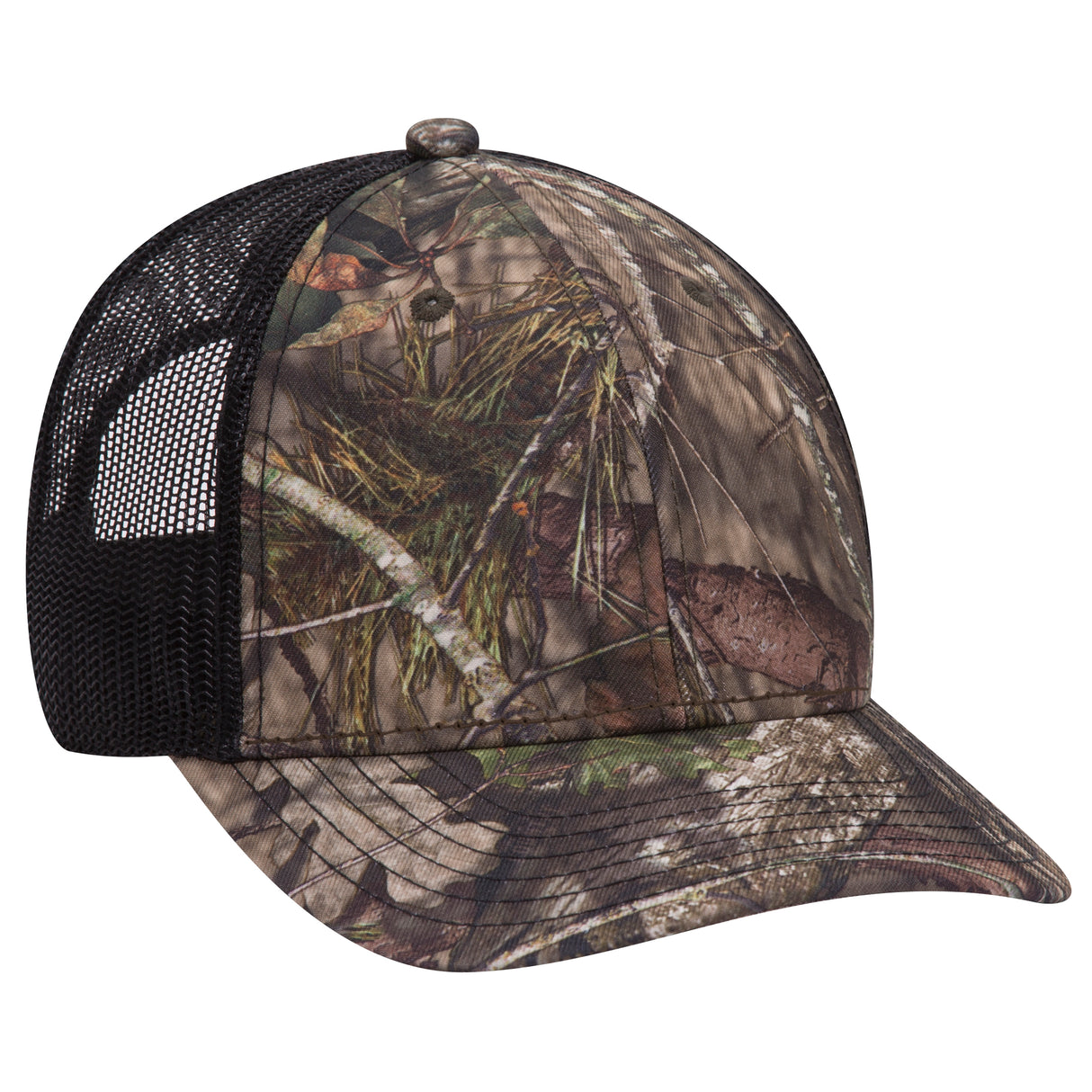 OTTO CAP® Mossy Oak Camouflage 6 Panel Low Profile Mesh Back Trucker Hat OTTO 171-1293