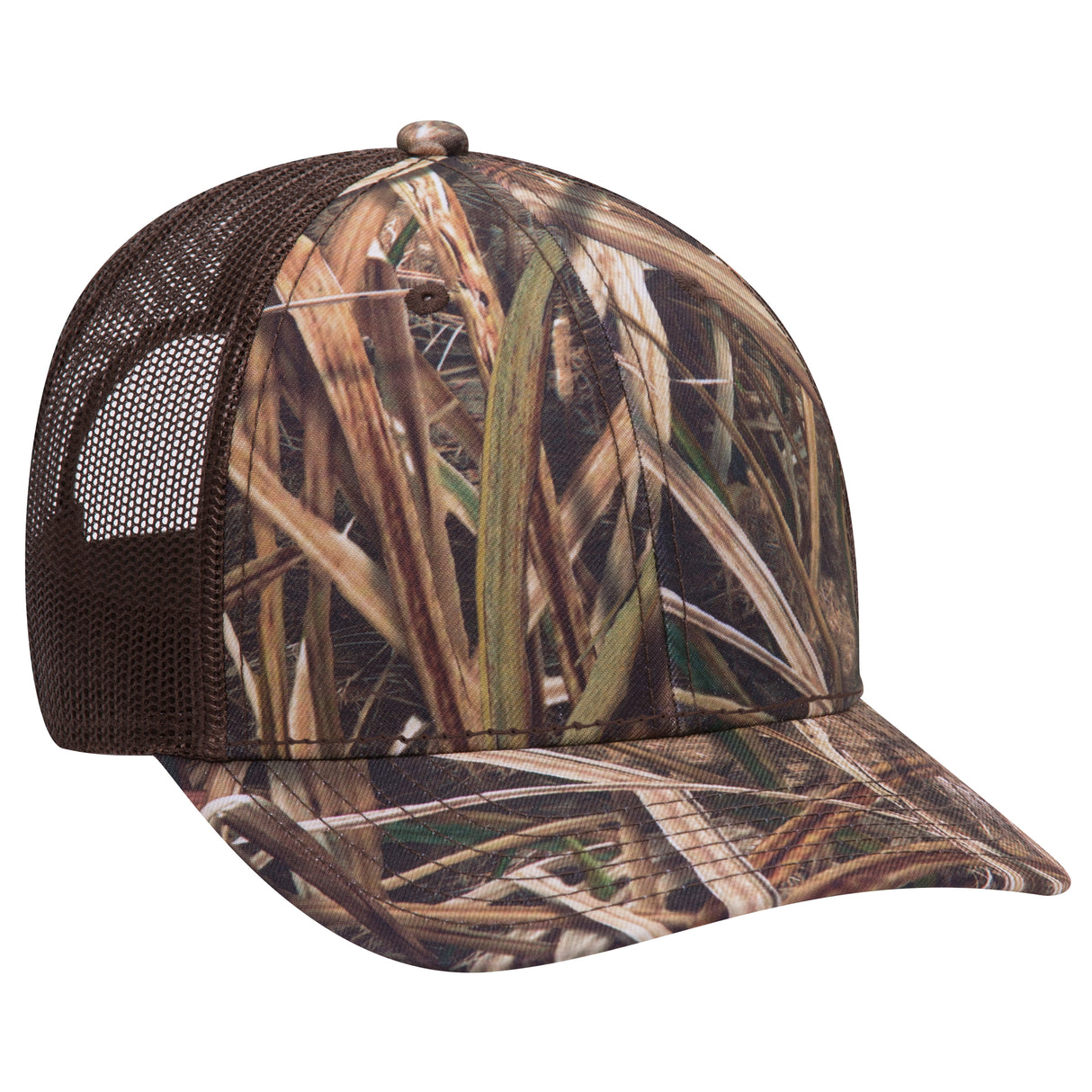 OTTO CAP® Mossy Oak Camouflage 6 Panel Low Profile Mesh Back Trucker Hat OTTO 171-1293