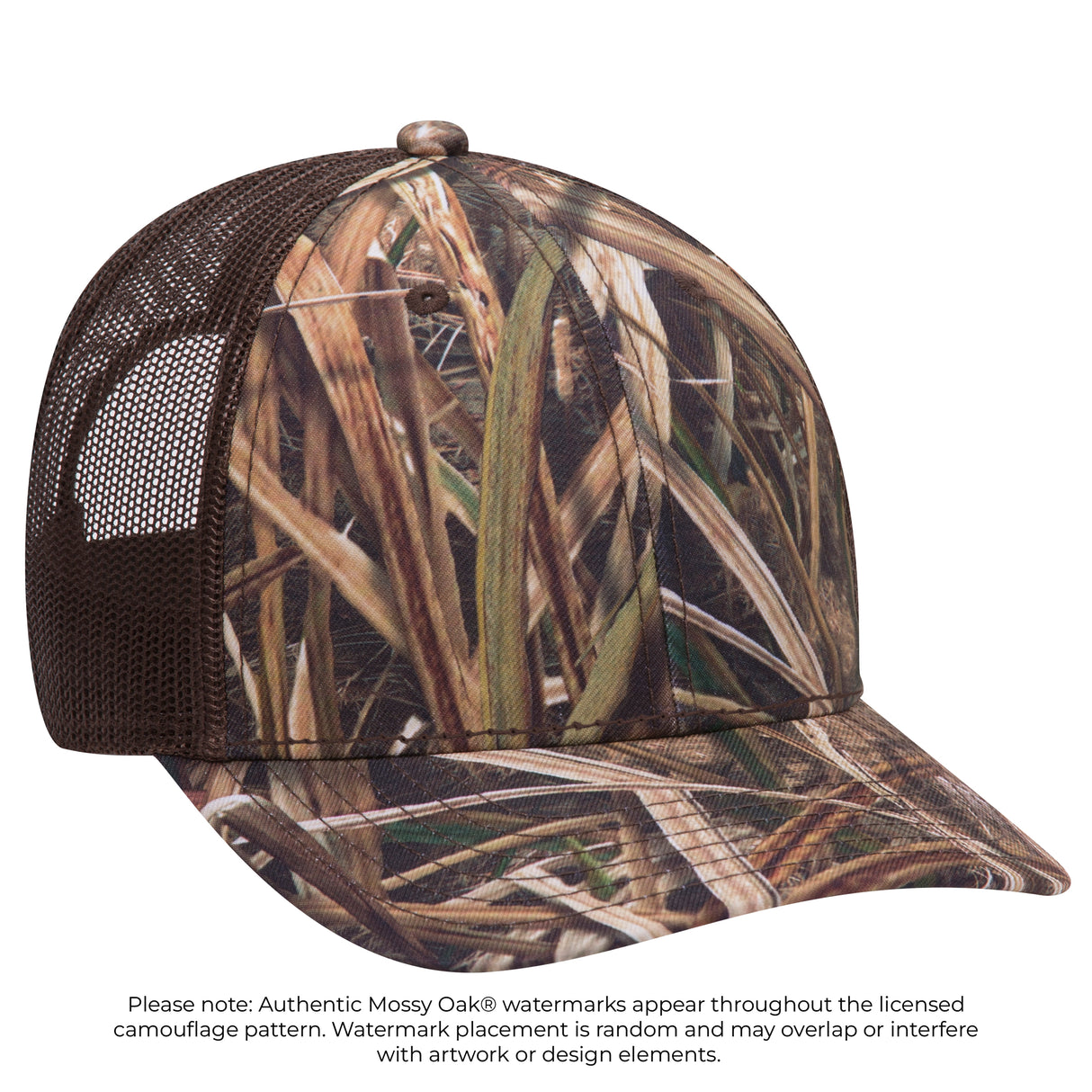 OTTO CAP® Mossy Oak Camouflage 6 Panel Low Profile Mesh Back Trucker Hat OTTO 171-1293