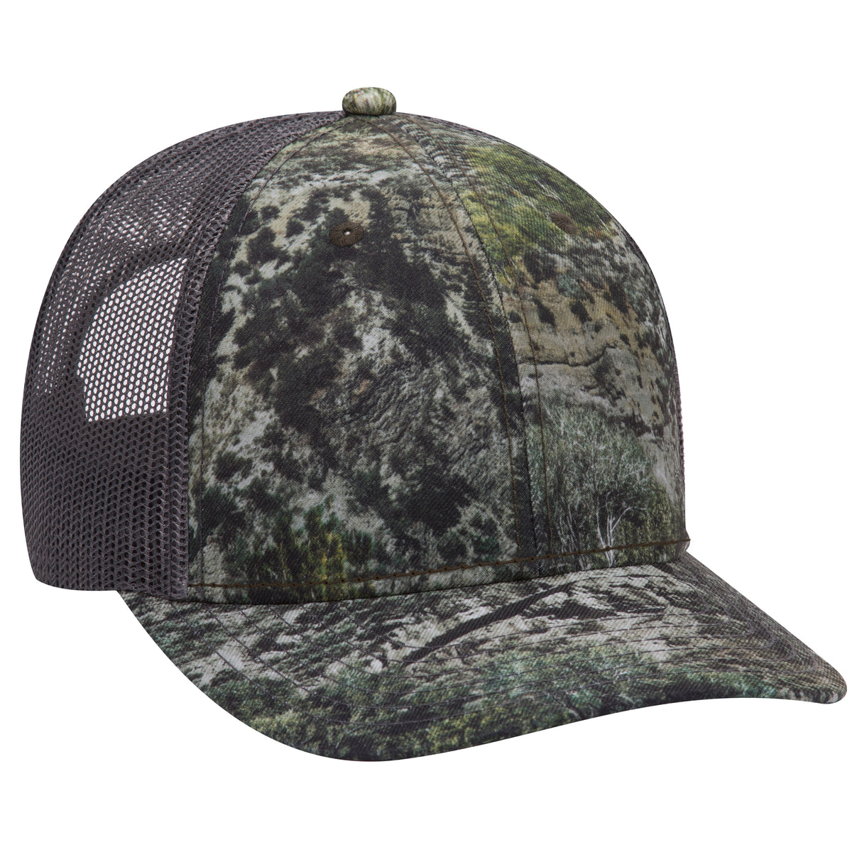 OTTO CAP® Mossy Oak Camouflage 6 Panel Low Profile Mesh Back Trucker Hat OTTO 171-1293