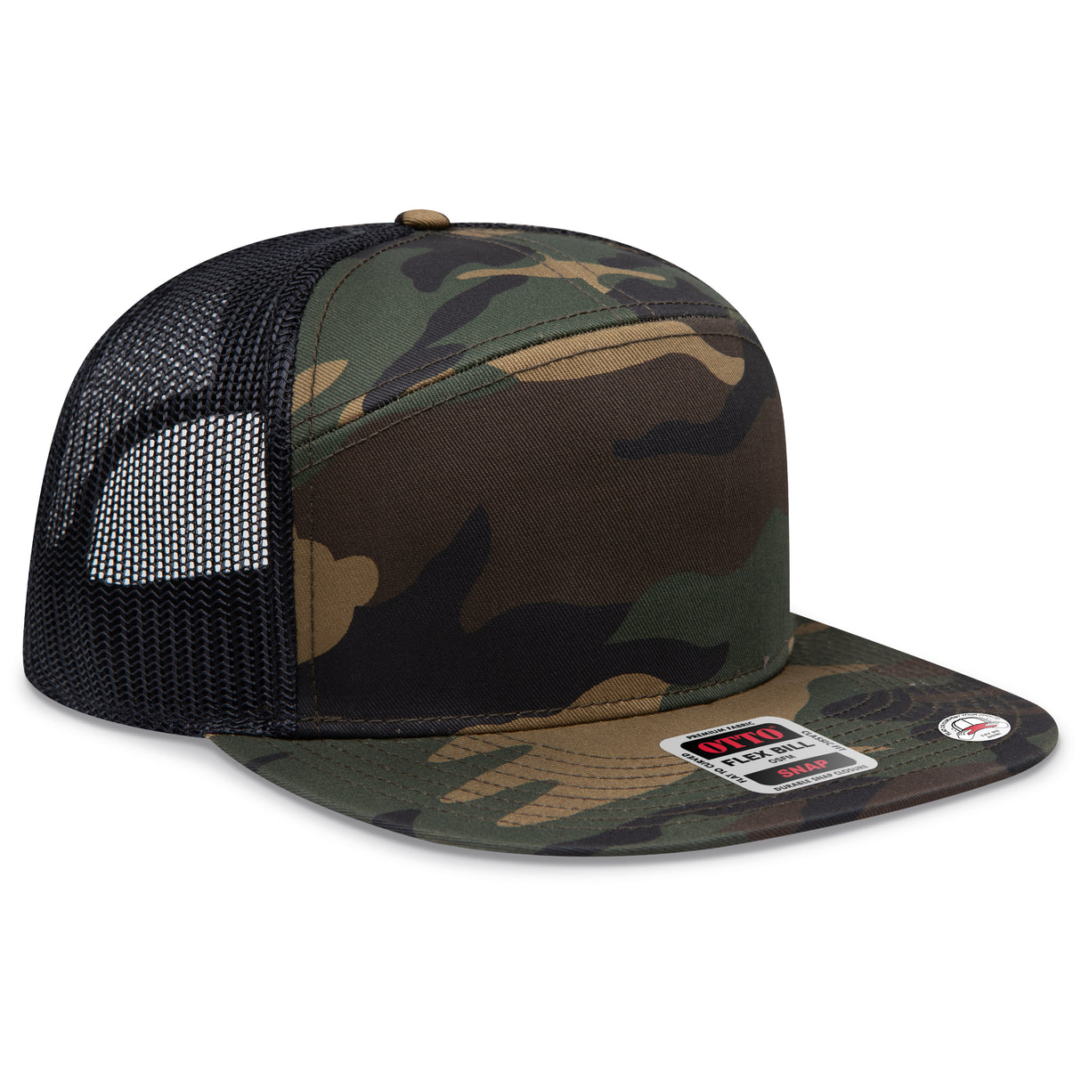 OTTO CAP® OTTO SNAP 7 Panel Pro Style Mesh Back Trucker Snapback Hat OTTO 172-1298