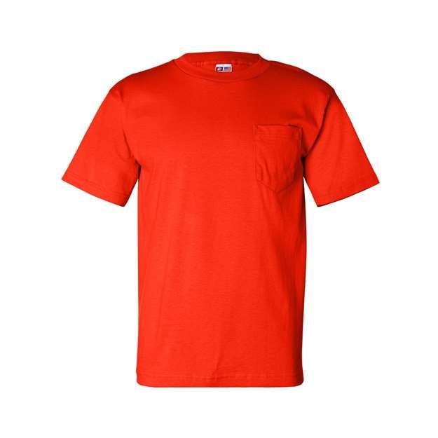 Bayside Unisex USA-Made Pocket T-Shirt - Orange - Bayside 7100 Bayside