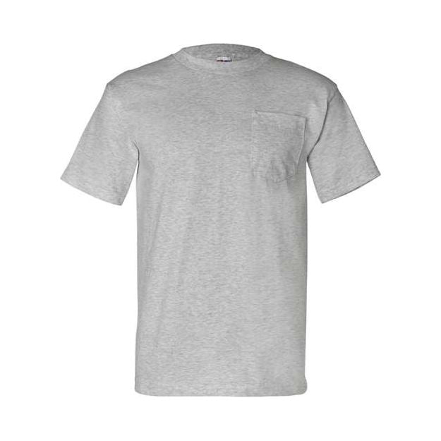 Bayside Unisex USA-Made Pocket T-Shirt - Dark Ash - Bayside 7100 Bayside Dark Ash S