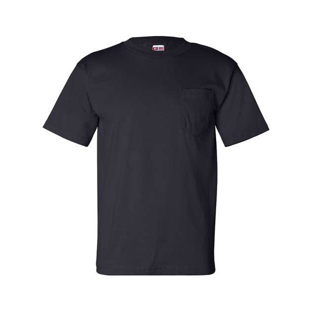 Bayside Unisex USA-Made Pocket T-Shirt - Navy - Bayside 7100 Bayside