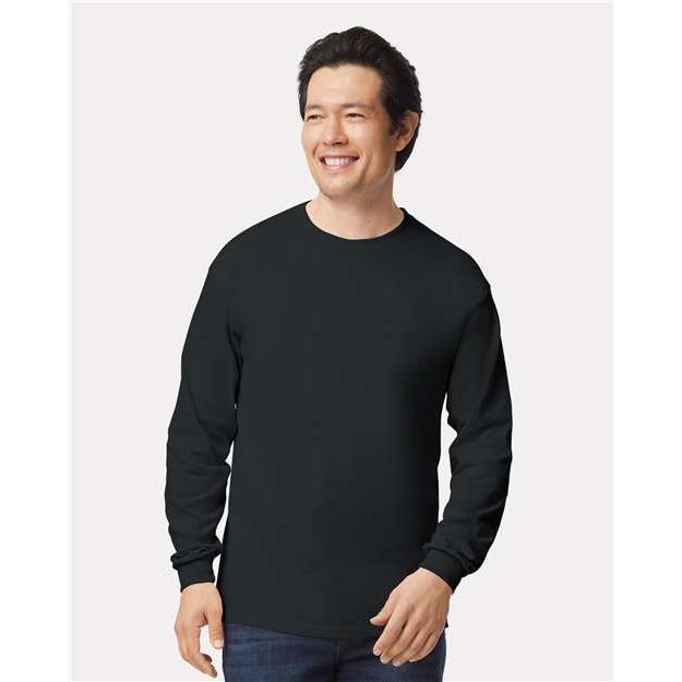 Gildan Men's Ultra Cotton® Long Sleeve T-Shirt - Black - Gildan 2400 Gildan Black S
