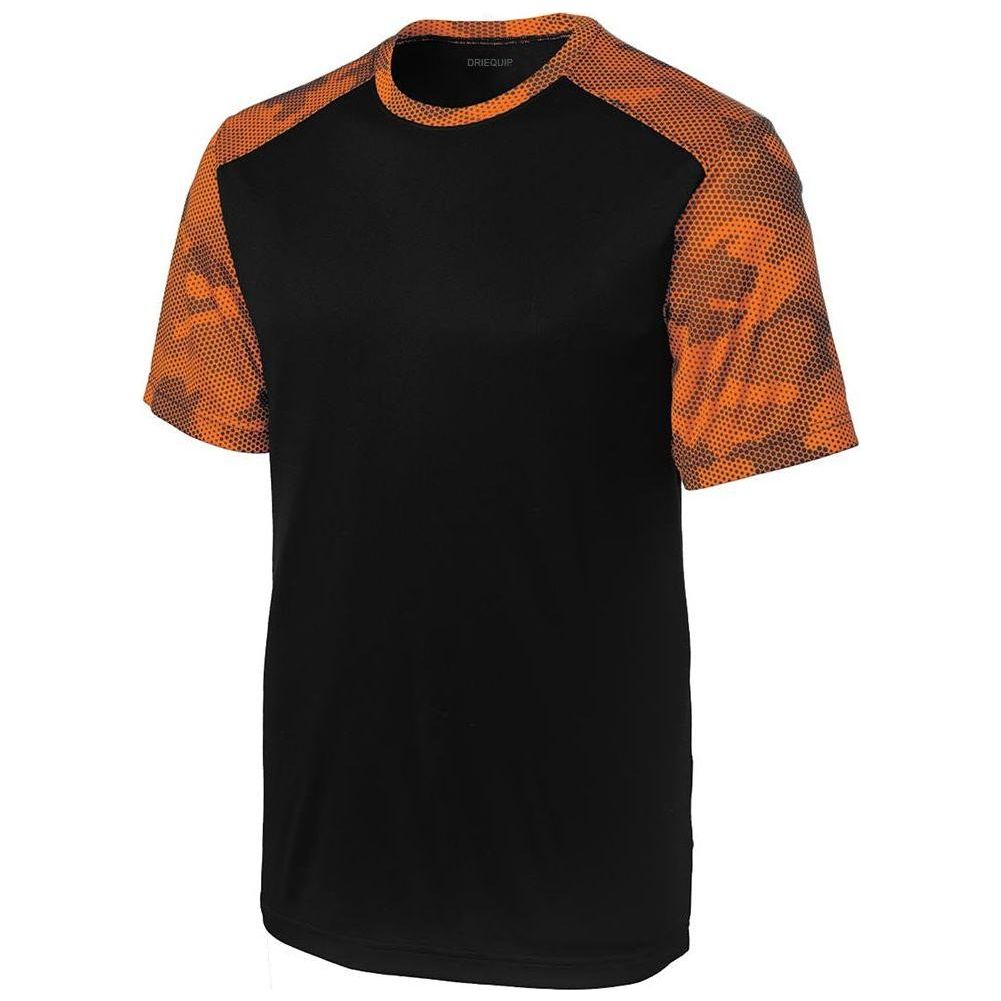 Men's CamoHex Colorblock Tee DRI-EQUIP X-Small Black/Neon Orange