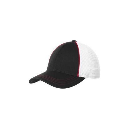 Piped Mesh Back Cap DRI-EQUIP True Red/Black/White