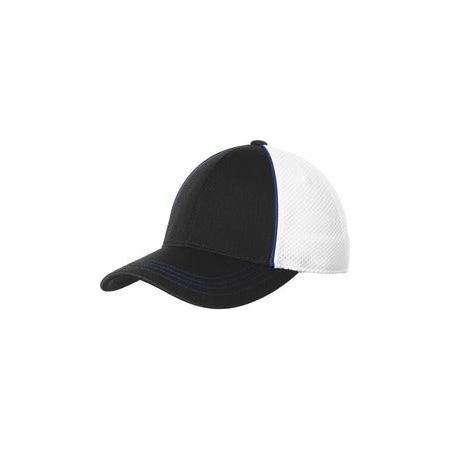 Piped Mesh Back Cap DRI-EQUIP True Royal/Black/White