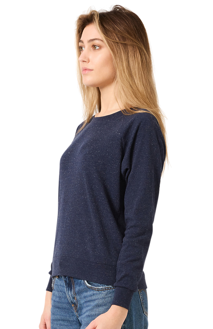 Royal Apparel 20012 Women's Triblend Long Sleeve Raglan Pullover - Tri Denim Navy
