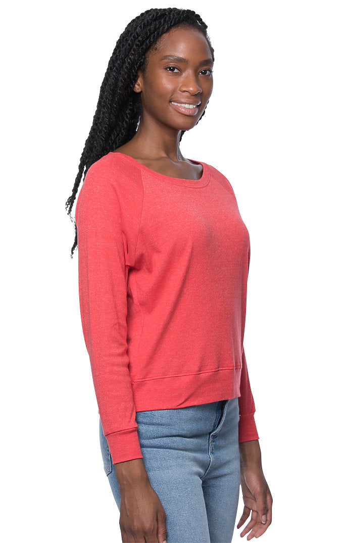 Royal Apparel 20012 Women's Triblend Long Sleeve Raglan Pullover - Tri Red